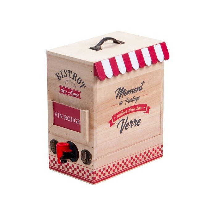 Porte bag-in-box 5L en bois "Bistrot des Amis" - Bag in box - sommellerie de France